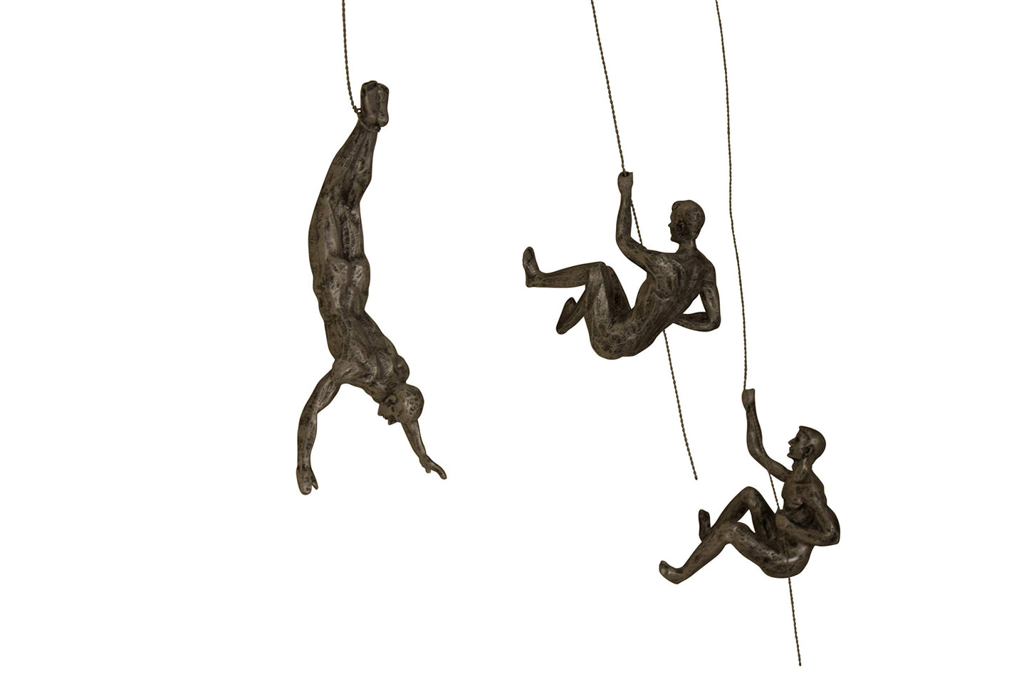 Set of 6 Bronze Climbing Men Wall Sculptures – Hanging Resin & Metal Figurines for Indoor/Outdoor Wall Art