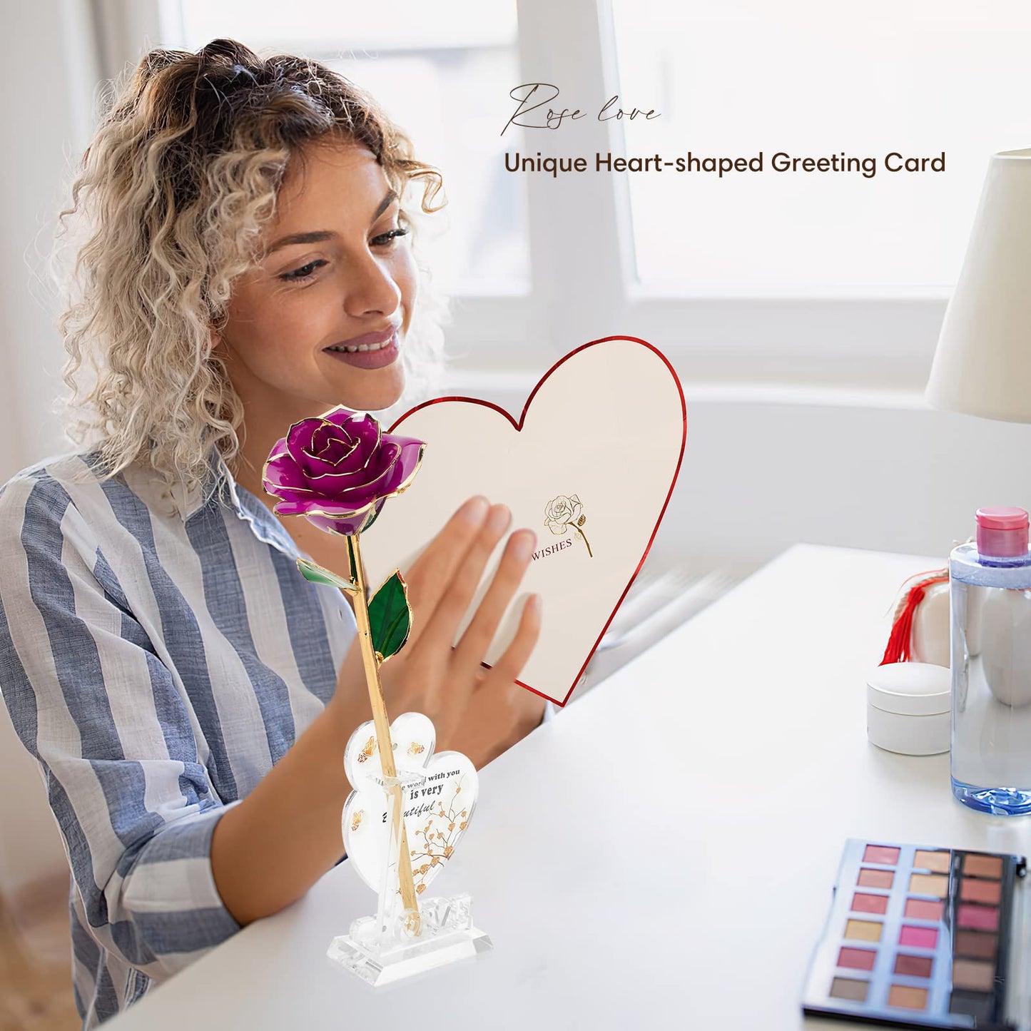 Gold-Dipped Infinity Rose – Purple Preserved Real Flower with Resin Finish & Gift Box, Eternal Rose for Anniversaries, Birthdays & Valentine’s Day