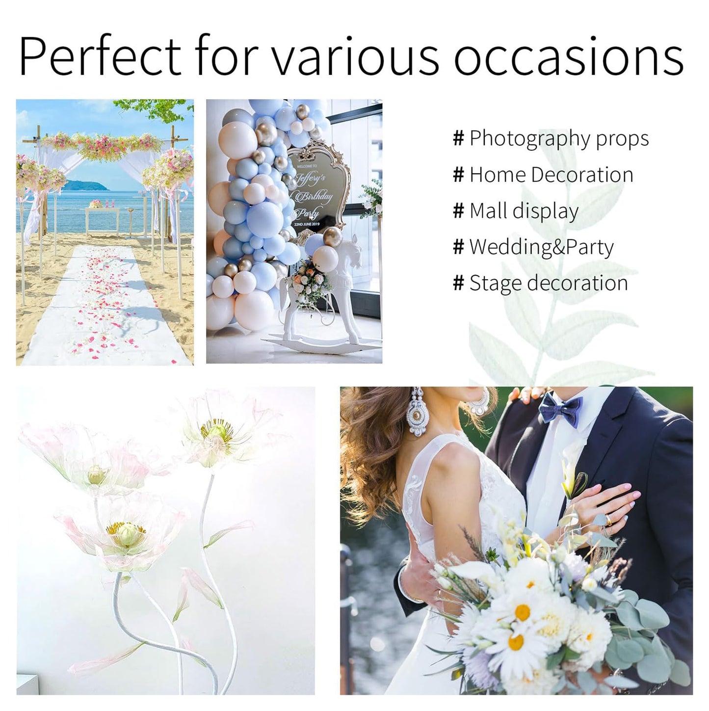 Large Artificial Giant Silk Flowers with Stand – Wedding & Event Decorations, Party Backdrops, Home Décor & Photography Props (Purple)