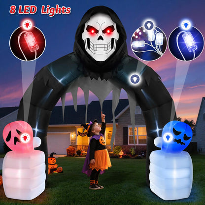 Danxilu 10FT Halloween Inflatable Grim Reaper Arch – Outdoor LED Yard Decoration for Haunted House, Garden & Party