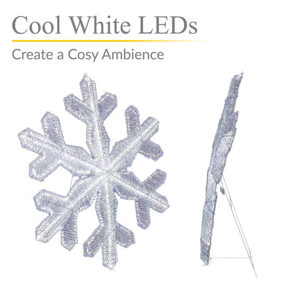 100cm Giant Pre-Lit Snowflake Christmas Decoration with 180 LED Lights – Indoor/Outdoor, Cool White