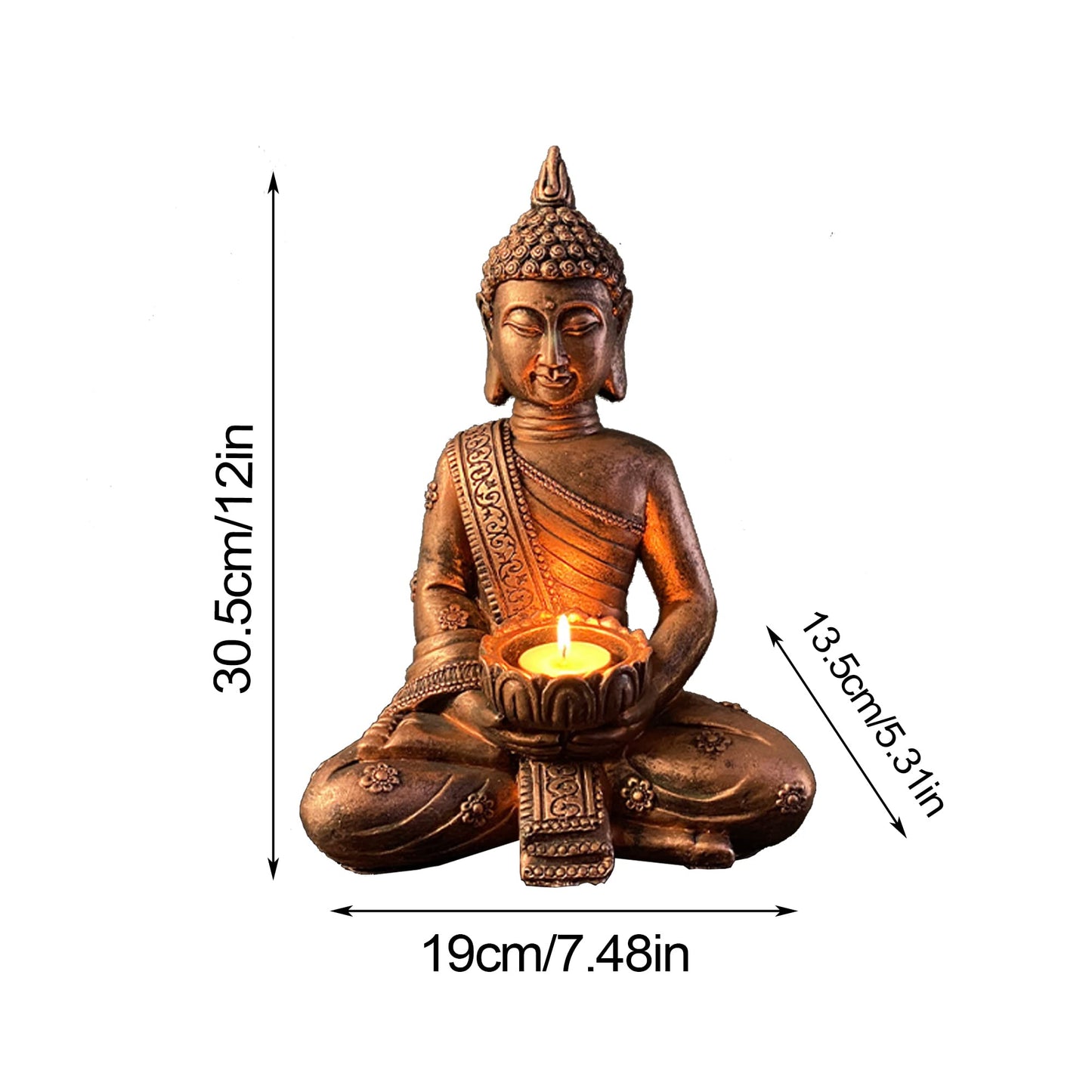 Meditating Buddha Statue – Feng Shui Resin Figurine for Home, Garden, and Zen Décor (Copper Finish)