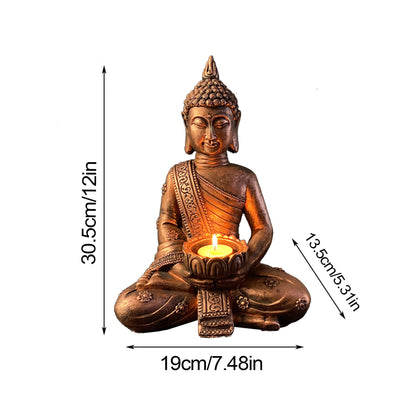 Meditating Buddha Statue – Feng Shui Resin Figurine for Home, Garden, and Zen Décor (Copper Finish)