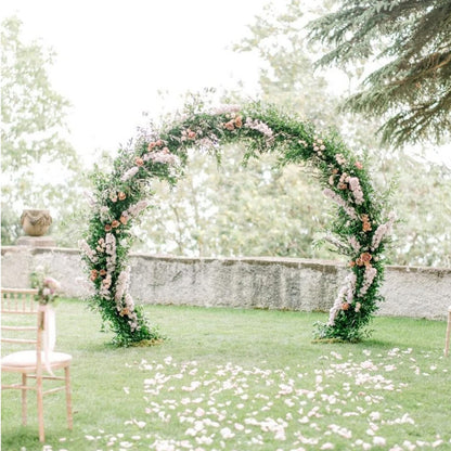 Large White Metal Circular Wedding Arch – 240x200cm Heavy Duty Round Backdrop Frame for Balloons, Flowers & Event Decorations