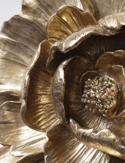 HAUCOZE Gold Flower Wall Sculpture – Modern Polyresin Wall Art Decor & Gift Figurine, 31cm
