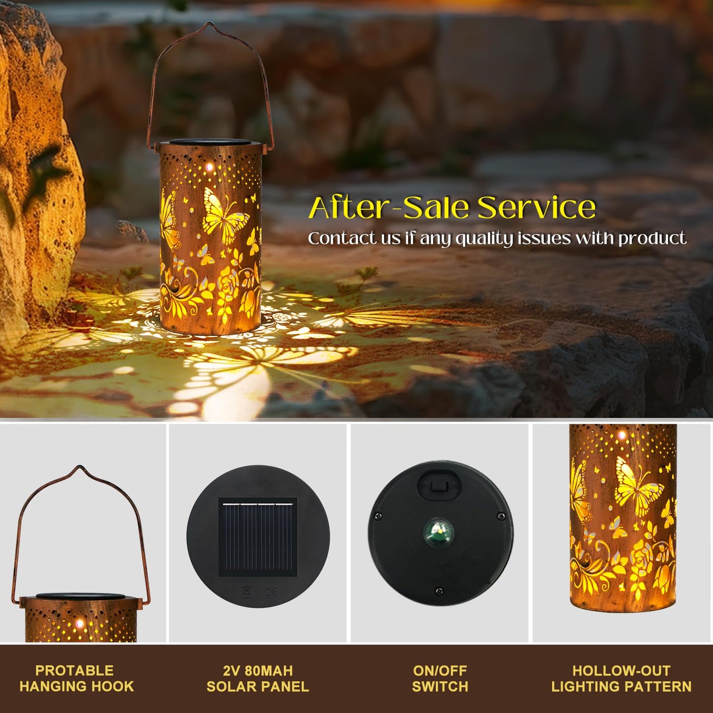 Solar Butterfly Lantern – Outdoor Garden LED Light, Waterproof Hanging Lantern for Yard, Patio & Pathway – Unique Gift for Women