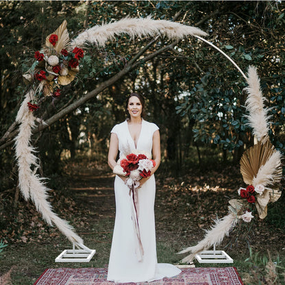 Large White Metal Circular Wedding Arch – 240x200cm Heavy Duty Round Backdrop Frame for Balloons, Flowers & Event Decorations
