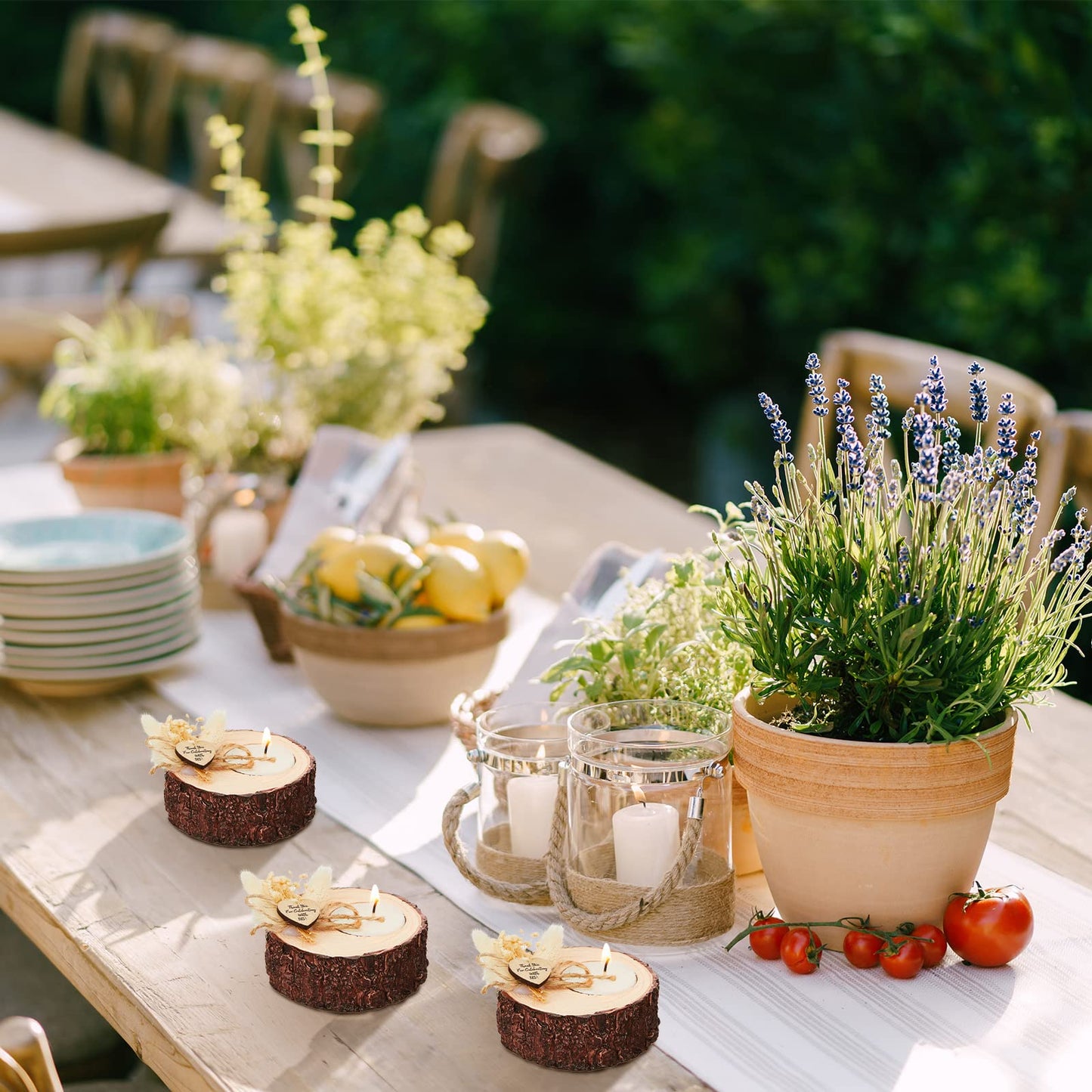 50-Piece Rustic Wedding Candle Favors – Tealight Holders with Dried Flowers for Bridal Showers & Wedding Décor