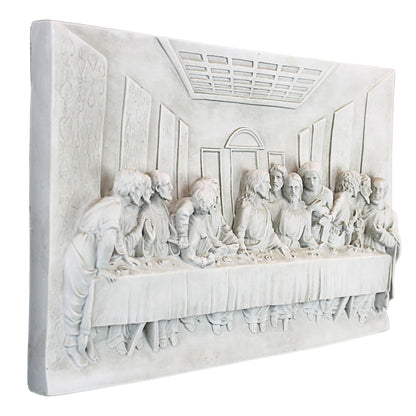 Design Toscano The Last Supper Religious Wall Frieze Sculpture, 58 cm, Polyresin, Antique Stone