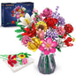 Flower Bouquet Building Set – 1464PCS Artificial Botanical Collection with 18 Stems, Creative Gift for Adults & Teens, Home Décor