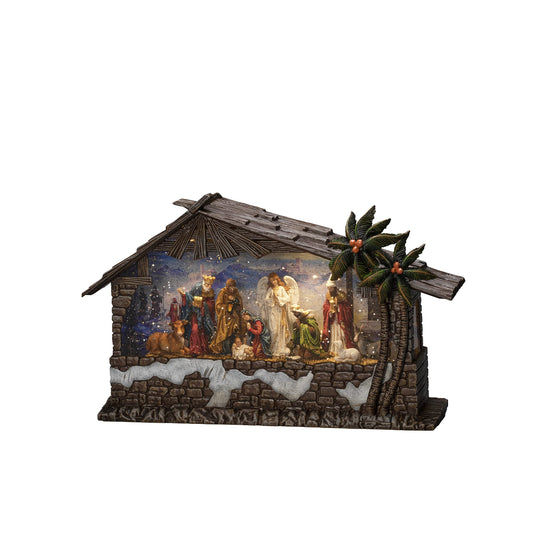 Konstsmide LED Snow Globe Nativity – Indoor Christmas Decoration with Water, Battery or USB Operated