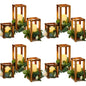 24-Piece Wooden Candle Lantern Set with 12 Rustic Lantern Centerpieces & 12 Flameless LED Candles – Wedding & Event Table Decorations (Brown)