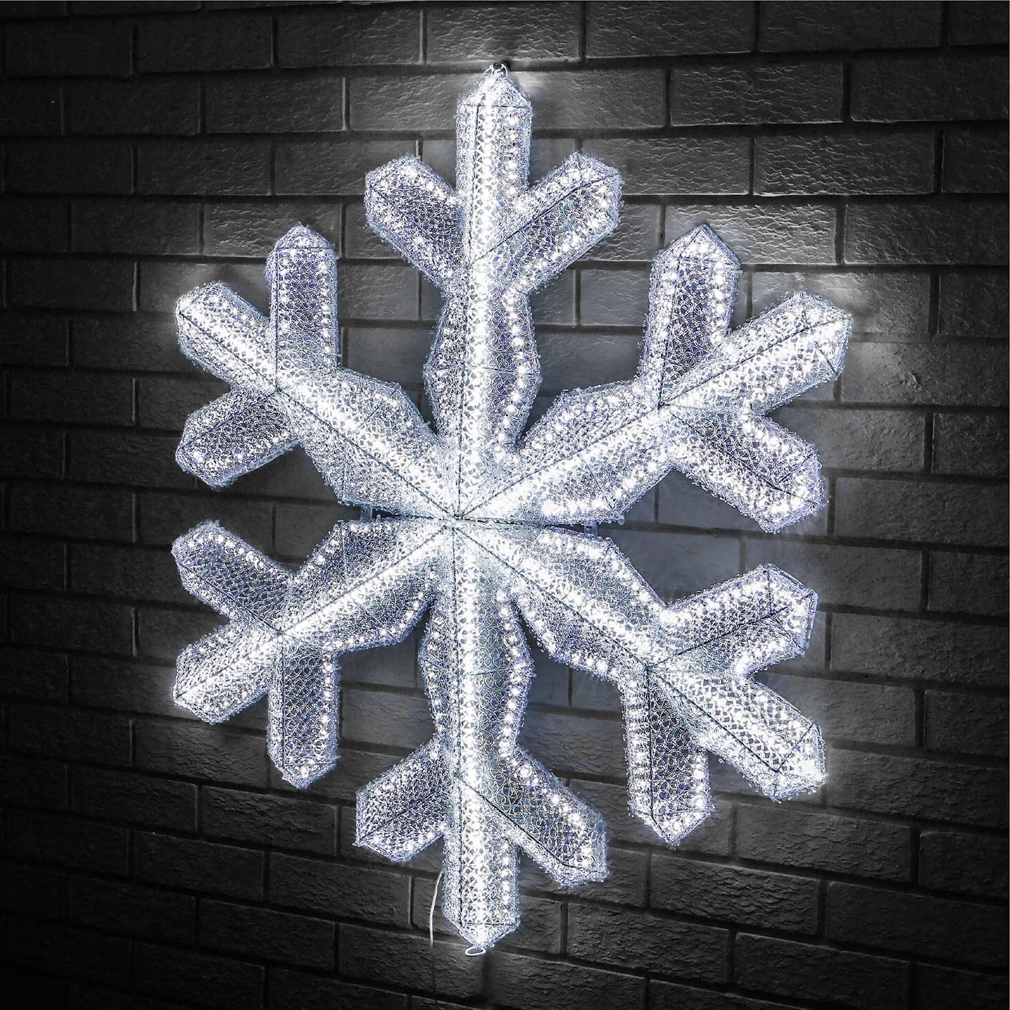 100cm Giant Pre-Lit Snowflake Christmas Decoration with 180 LED Lights – Indoor/Outdoor, Cool White