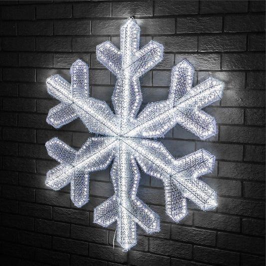 100cm Giant Pre-Lit Snowflake Christmas Decoration with 180 LED Lights – Indoor/Outdoor, Cool White