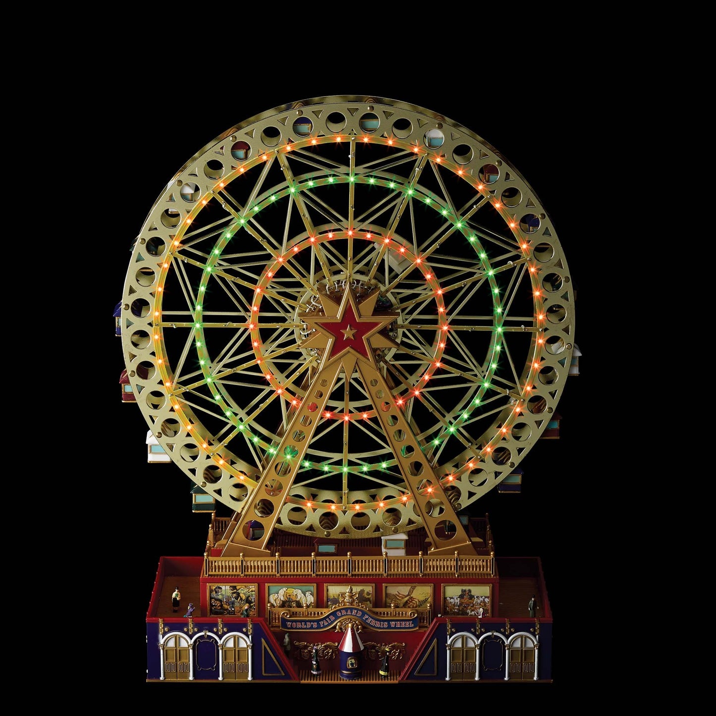 World’s Fair Grand Ferris Wheel – 15" Animated Musical Christmas Decoration with Lights & Rotating Motion (Gold)