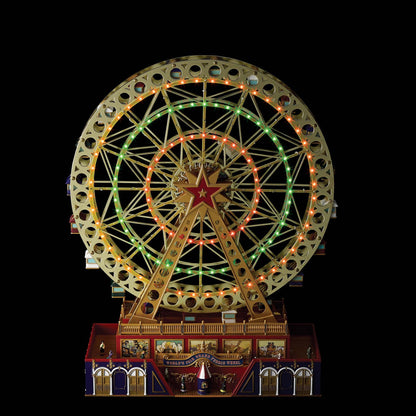 World’s Fair Grand Ferris Wheel – 15" Animated Musical Christmas Decoration with Lights & Rotating Motion (Gold)
