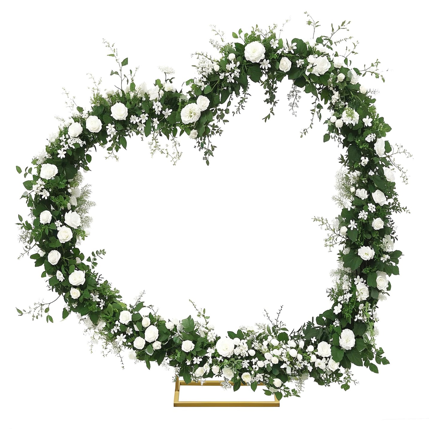 6.6FT Tilted Heart Metal Balloon Arch Stand – Gold Wedding Backdrop Frame with Water Bags for Weddings, Proposals & Party Decorations