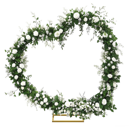 6.6FT Tilted Heart Metal Balloon Arch Stand – Gold Wedding Backdrop Frame with Water Bags for Weddings, Proposals & Party Decorations