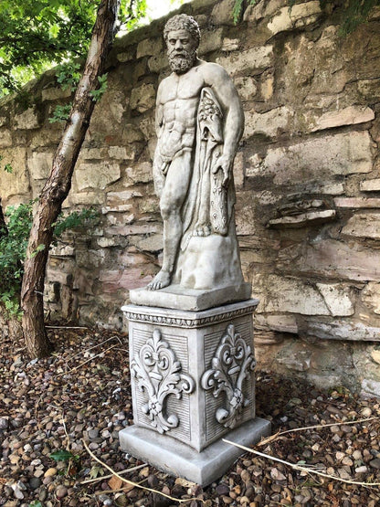 Ancient Greek-Style Concrete Male Sculpture – Handmade Stone Statue Garden & Home Ornament (Grey)