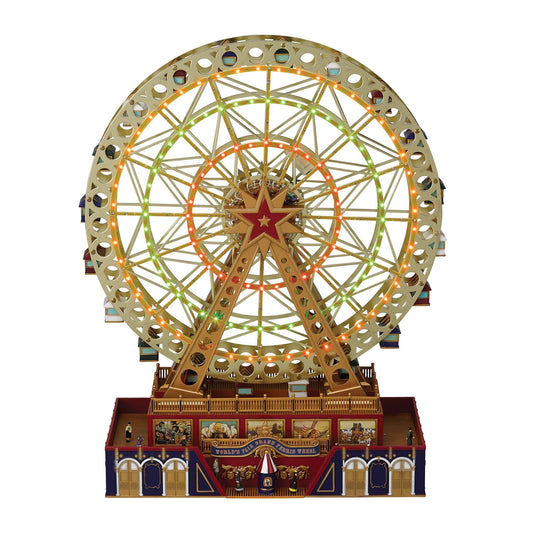 World’s Fair Grand Ferris Wheel – 15" Animated Musical Christmas Decoration with Lights & Rotating Motion (Gold)