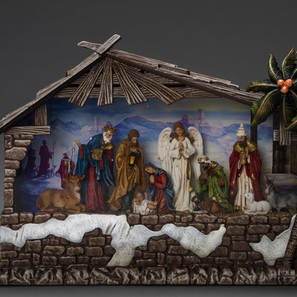 Konstsmide LED Snow Globe Nativity – Indoor Christmas Decoration with Water, Battery or USB Operated