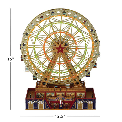 World’s Fair Grand Ferris Wheel – 15" Animated Musical Christmas Decoration with Lights & Rotating Motion (Gold)